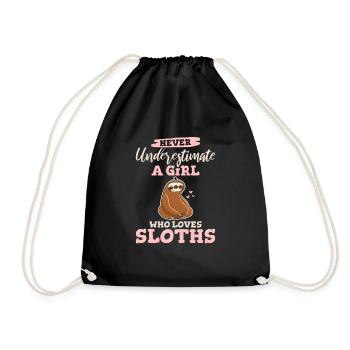 Never Underestimate A Girl Who Loves Sloths Cute S - Turnbeutel - Schwarz - Vorne