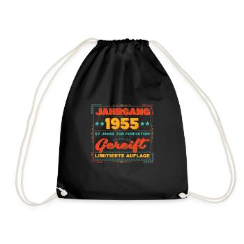 Jahrgang 1955 67 Jahre Geschenk 67. Geburtstag - Turnbeutel - Schwarz - Vorne