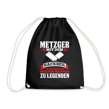 Metzger Mit Dem Hackbeil In Den Händen Männer - Turnbeutel - Schwarz - Vorne