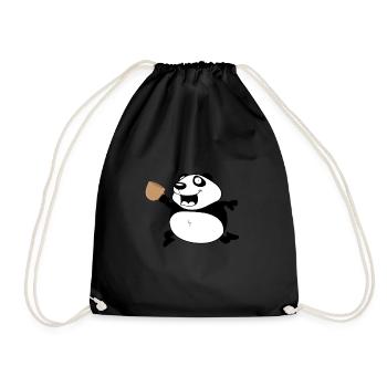 Panda mit Kaffee aufgeregt Koffein Schock - Turnbeutel - Schwarz - Vorne