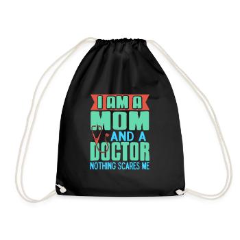 Je suis une maman et un médecin Rien ne me fait peur génial - Sac de sport léger - noir - Devant