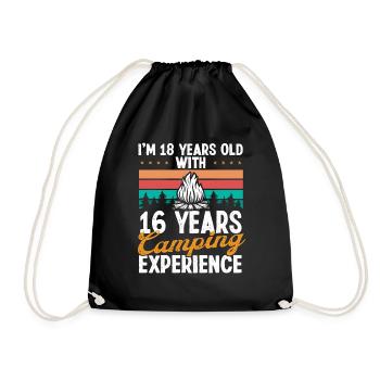 34 Year Old Camper Mountains Camping 34 Birthday - Drawstring Bag - black - Front