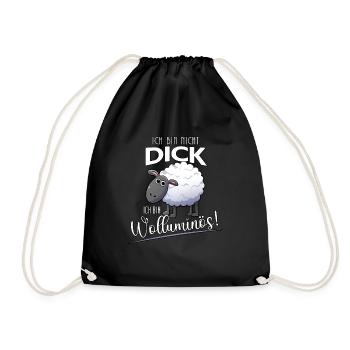 Ich bin nicht dick ich bin wolluminös Schafshirt - Turnbeutel - Schwarz - Vorne