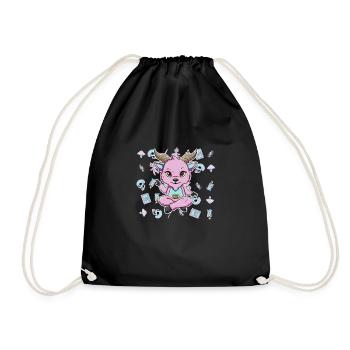 Kawaii Baby Baphomet Ziege - Pastell Goth Nu Goth - Turnbeutel - Schwarz - Vorne