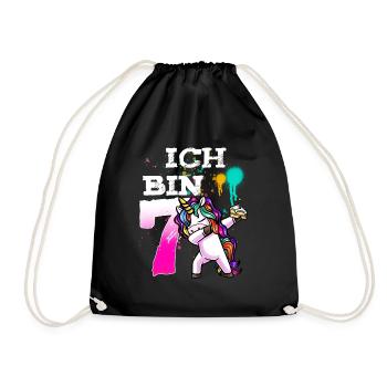 Siebter Geburtstag Mädchen 7 Jahre - Turnbeutel - Schwarz - Vorne