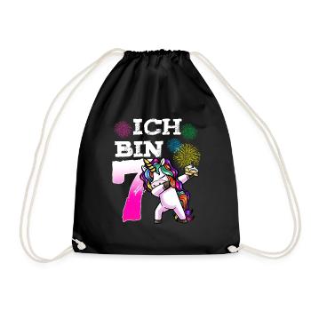 Siebter Geburtstag Mädchen 7 Jahre - Turnbeutel - Schwarz - Vorne