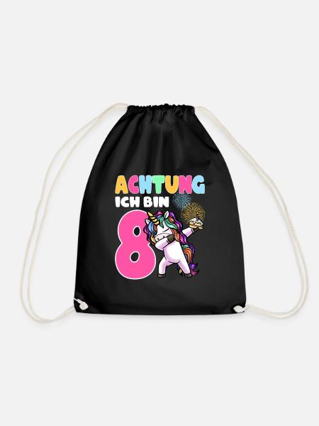 Achter Geburtstag Mädchen 8 Jahre - Turnbeutel - Schwarz