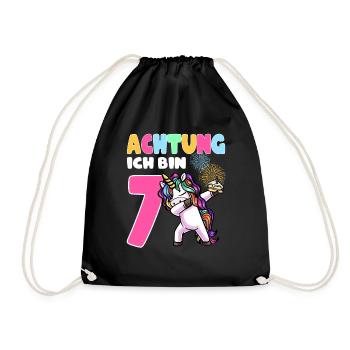 Siebter Geburtstag Mädchen 7 Jahre - Turnbeutel - Schwarz - Vorne