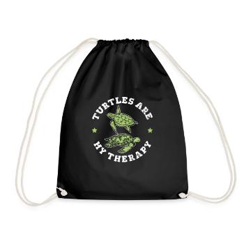 Turtles Are My Therapy Funny Sea Turtle Lover Ocea - Drawstring Bag - black - Front