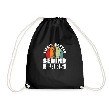 Life is better behind bars Funny things - Drawstring Bag - black - Front