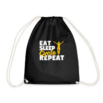 Eat Sleep Cycle Repeat Funny Bicycle Cyclist Bike - Drawstring Bag - black - Front