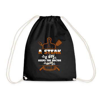A Steak A Day Keeps The Doctor Away - Drawstring Bag - black - Front