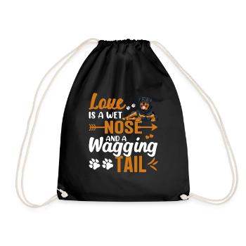 Rottweiler Love Is Wet Nose Wagging Tail Drôle - Sac de sport léger - noir - Devant