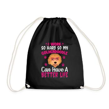 Work So Hard For Goldendoodle Fun Dog Owners - Drawstring Bag - black - Front