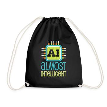 AI Almost Intelligent AI Humor - Drawstring Bag - black - Front
