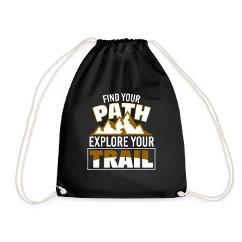 Find Your Path Explore Your Trail - Drawstring Bag - black - Front