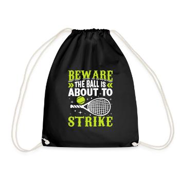 Ball Over To Beat Tennis Fun Sports Player - Drawstring Bag - black - Front