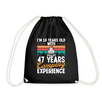 65 Year Old Camper Mountains Camping 65 Birthday - Drawstring Bag - black - Front