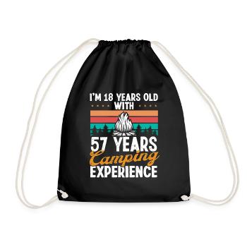 75 Year Old Camper Mountains Camping 75 Birthday - Drawstring Bag - black - Front