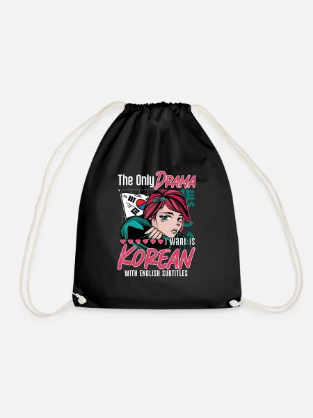 Korean Pop Design for a K-Pop Fashion Fan - Drawstring Bag - black