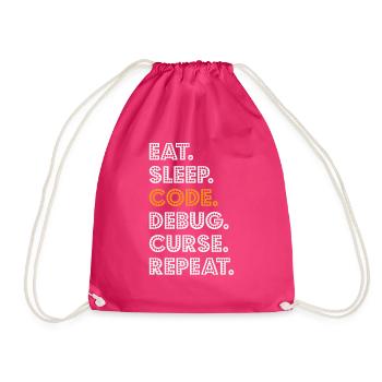 Eat Sleep Code Debug Curse Répéter Programmeur Coder - Sac de sport léger - fuchsia - Devant