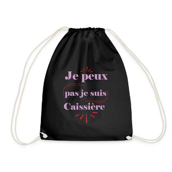 Tshirt femme Je peux pas je suis Caissière - Sac de sport léger - noir - Devant