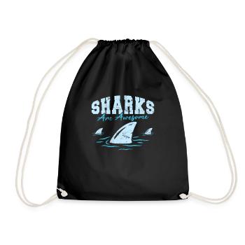 Sharks Are Awesome Funny Shark Lover Ocean Funny S - Turnbeutel - Schwarz - Vorne