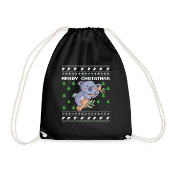 Ugly Christmas Sweater Koala - Drawstring Bag - black - Front