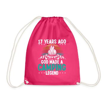 17 Year Old Camping Legend Scout 17Birthday Camper - Drawstring Bag - fuchsia - Front