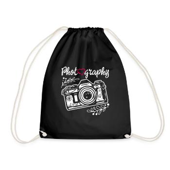Photography Camera Lens Watercolor - Turnbeutel - Schwarz - Vorne