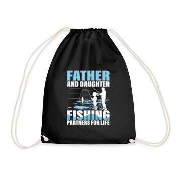 Father And Daughter Fishing Partners For Life Angl - Drawstring Bag - black - Front