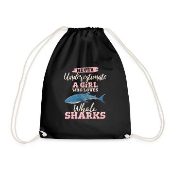 Never Underestimate A Girl Who Loves Whale Sharks - Turnbeutel - Schwarz - Vorne