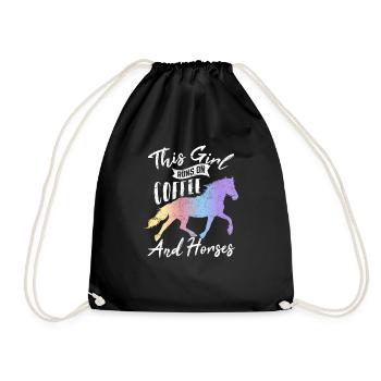 Cette fille court sur le café et les chevaux équitation H - Sac de sport léger - noir - Devant