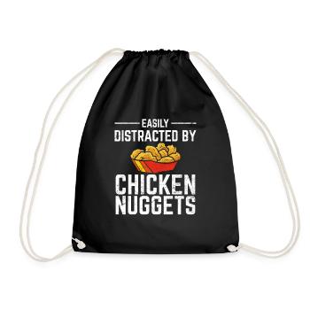 The More People I Meet The More I Love Chicken Nug - Drawstring Bag - black - Front