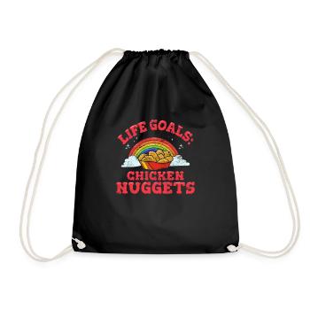 Life Goals: Chicken Nuggets Funny Nugget Lover Nug - Drawstring Bag - black - Front