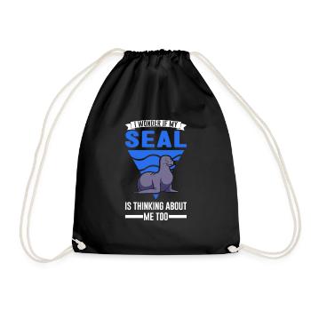 Robbe Geschenk Seal Seelöwe - Turnbeutel - Schwarz - Vorne