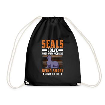 Robbe Geschenk Seal Seelöwe - Turnbeutel - Schwarz - Vorne