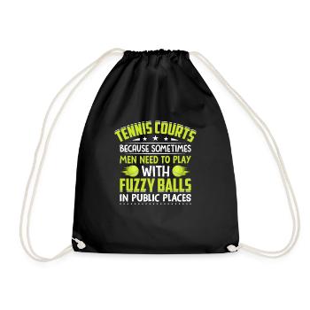 Tennis courts Playing fun with fuzzy balls - Drawstring Bag - black - Front