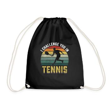 I Challenge You In Tennis Out Funny - Drawstring Bag - black - Front