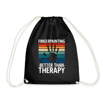 Fingerpainting Better Than Therapy - Drawstring Bag - black - Front