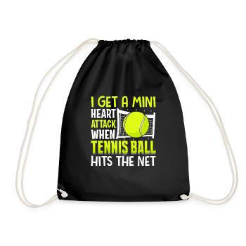 La balle de tennis frappe le filet Drôles de joueurs de sport - Sac de sport léger - noir - Devant