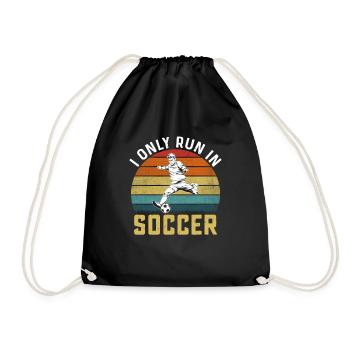 I only run funny football player in football - Drawstring Bag - black - Front