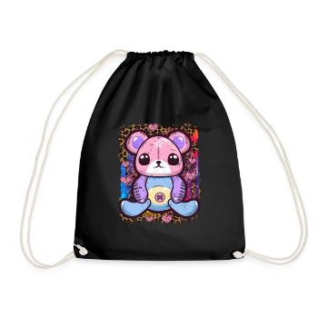 Ours en peluche goth kawaii - Sac de sport léger - noir - Devant