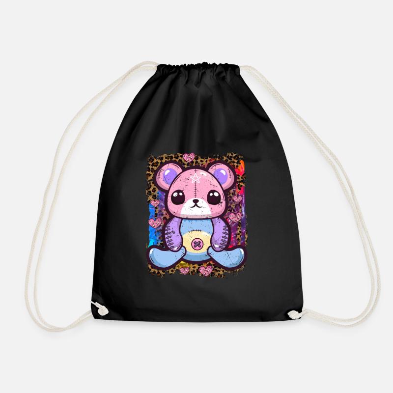 Kawaii Goth Teddybär - Turnbeutel - Schwarz