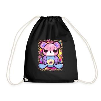 Ours en peluche goth kawaii - Sac de sport léger - noir - Devant