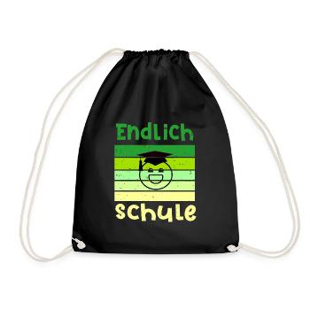 Endlich in die Schule Smile Schulbeginn T shirt - Turnbeutel - Schwarz - Vorne