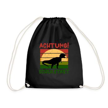 Achtung Schulstart Dino Schulbeginn T shirt - Turnbeutel - Schwarz - Vorne