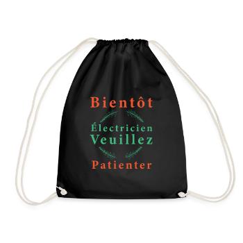 Tshirt homme Bientôt electricien veuillez patiente - Sac de sport léger - noir - Devant