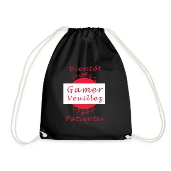 Tshirt homme Bientôt gamer veuillez patienter - Sac de sport léger - noir - Devant