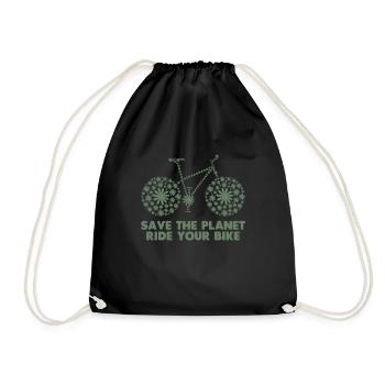 Ride a bike and save your planet - Drawstring Bag - black - Front